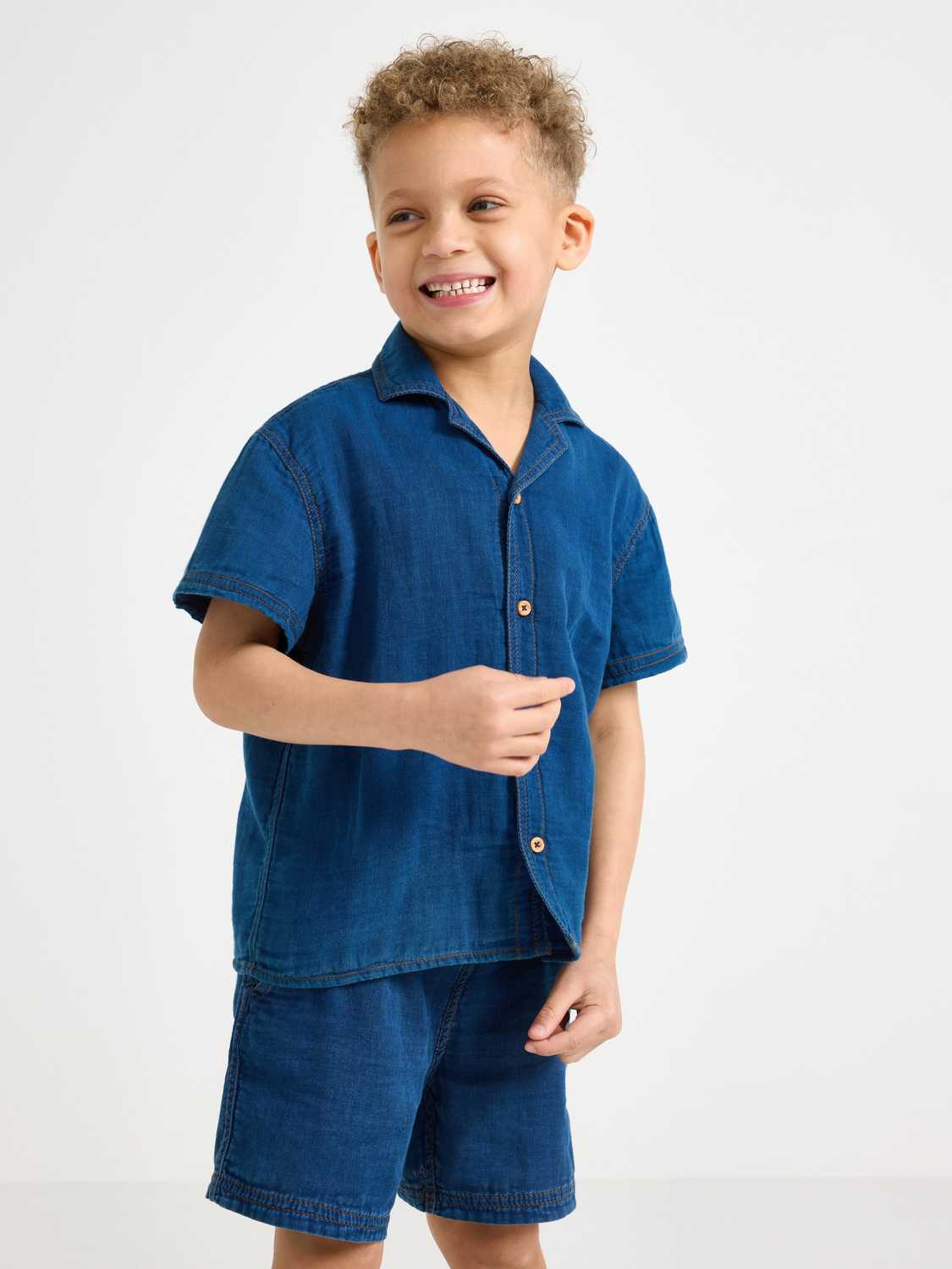 Kortärmad skjorta med denim-look