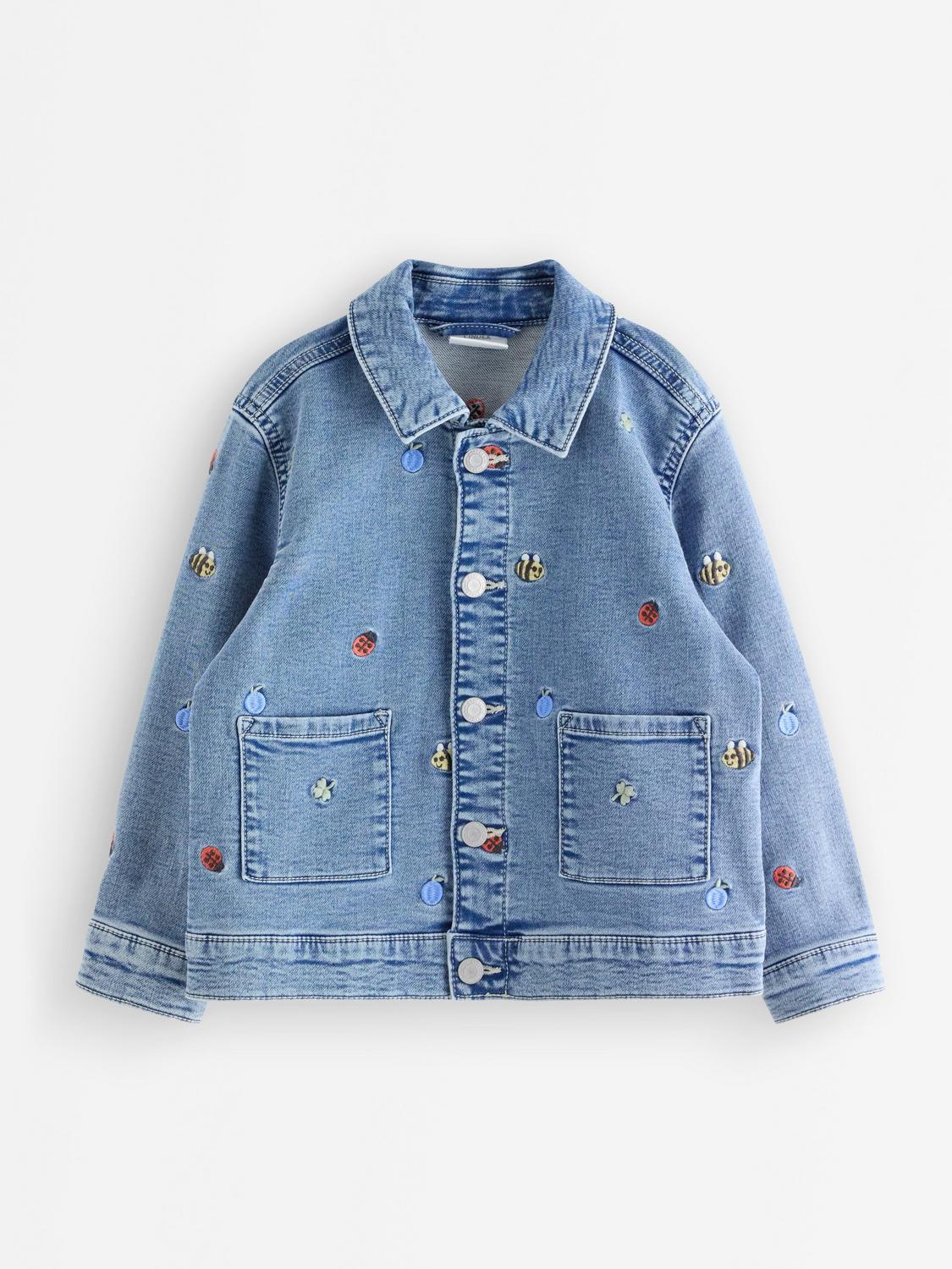 Jacka i denimtrikå med broderi