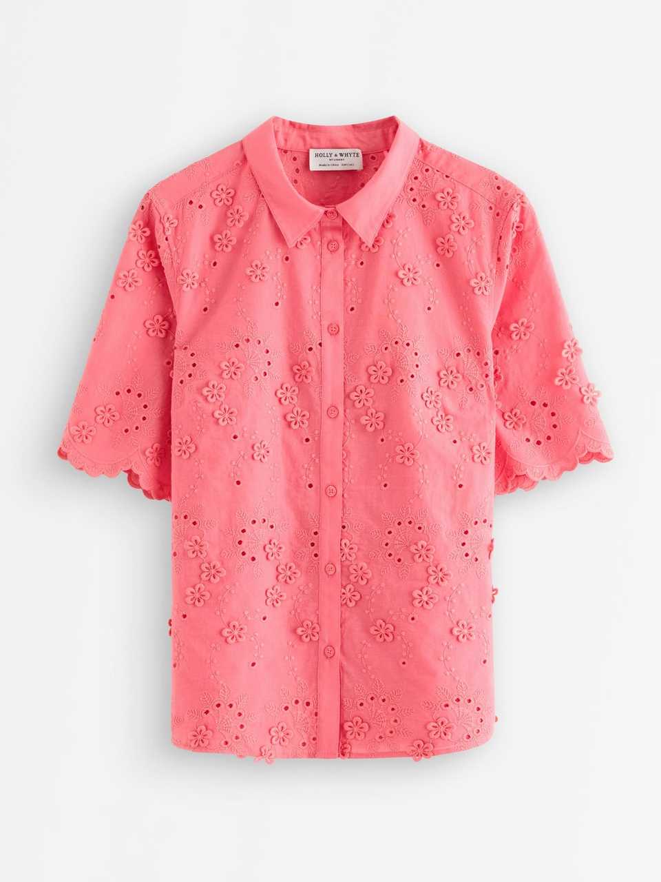 Blus med broderie anglaise