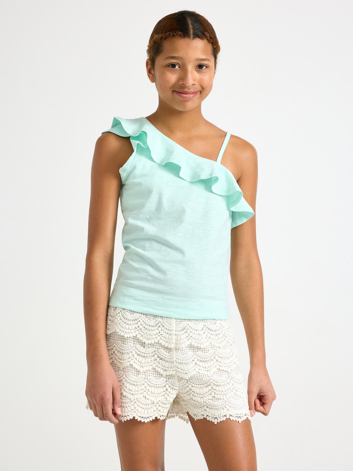 Topp i slubtrikå med one-shoulder design