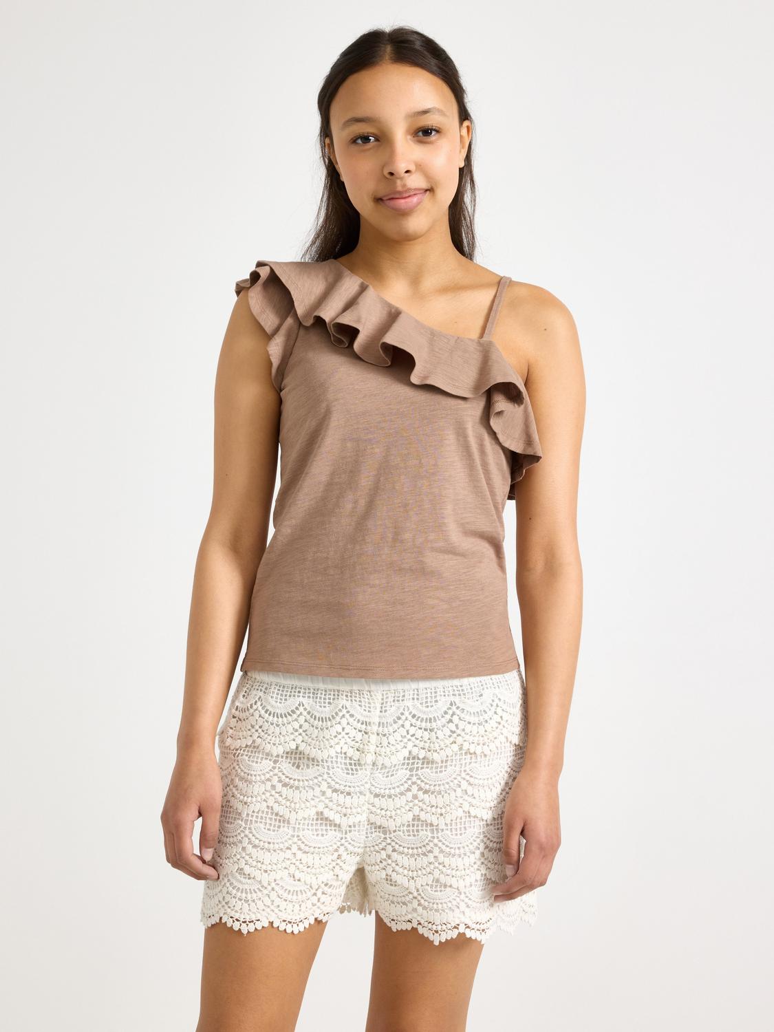 Topp i slubtrikå med one-shoulder design