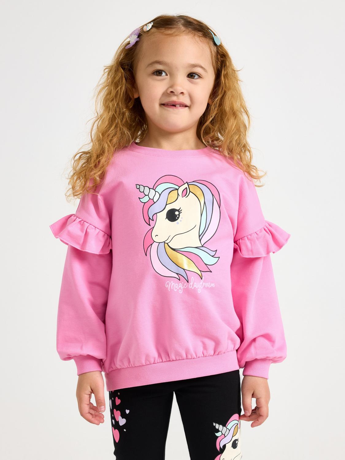 Sweatshirt med enhörning och borstad insida