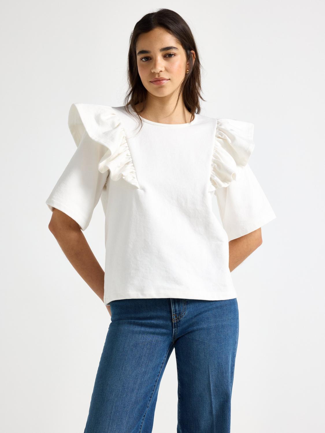 Kortärmad sweatshirt med volang