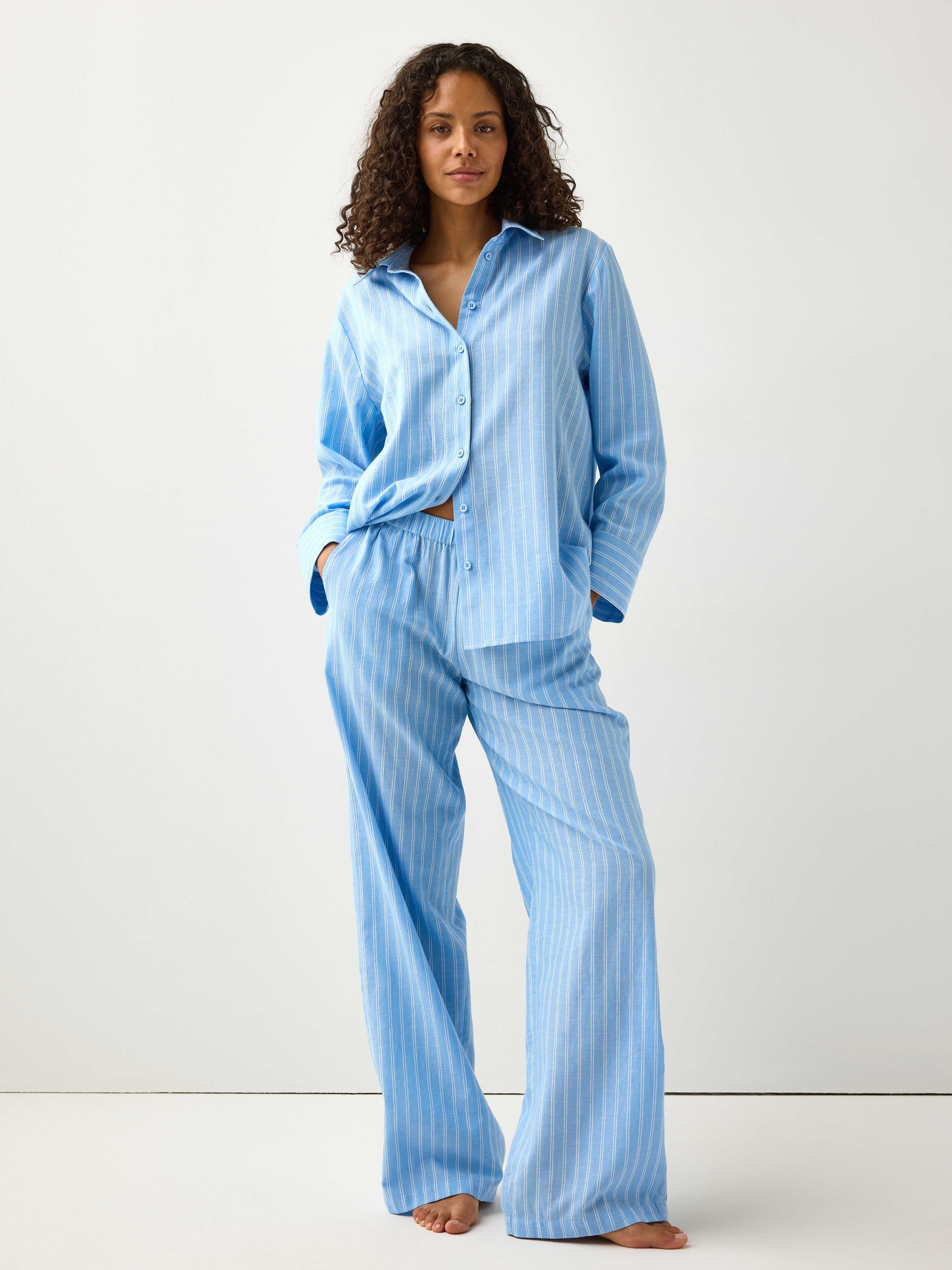 Pyjamasbyxor i bomull med extra långt ben