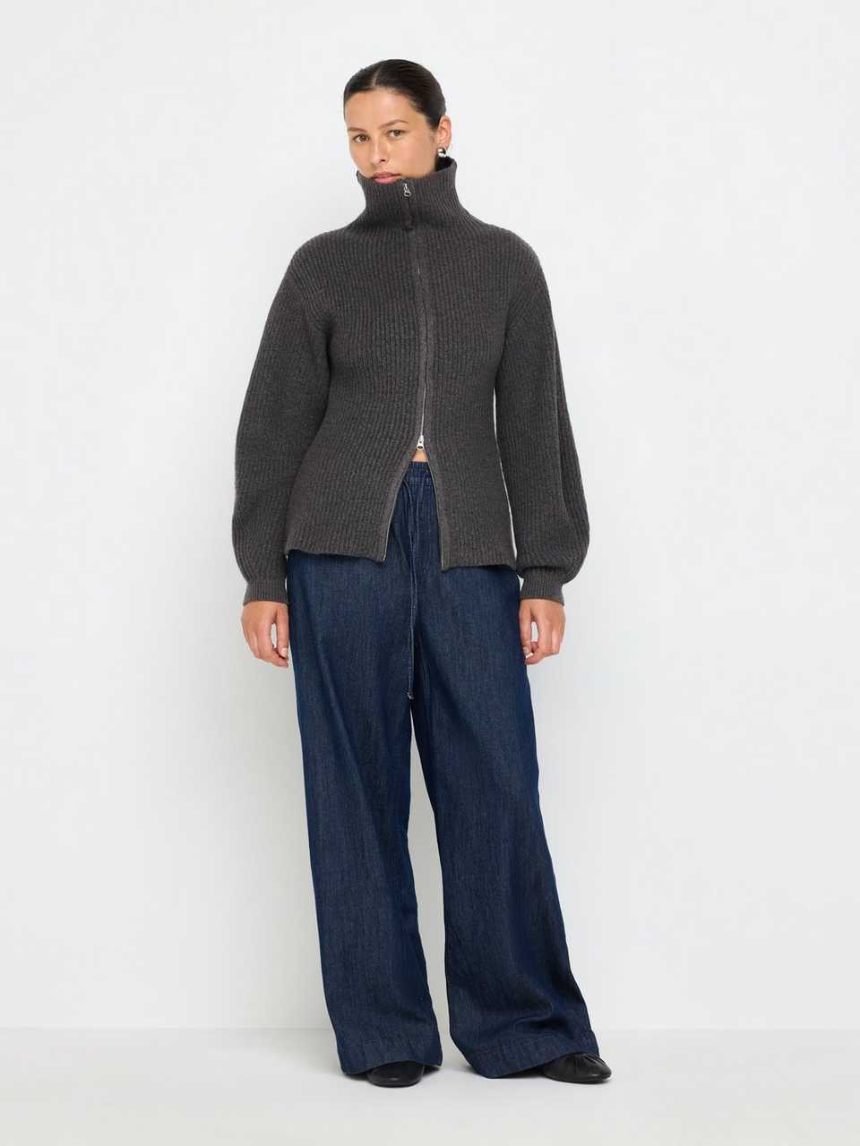WIDE denimbyxa med elastisk midja