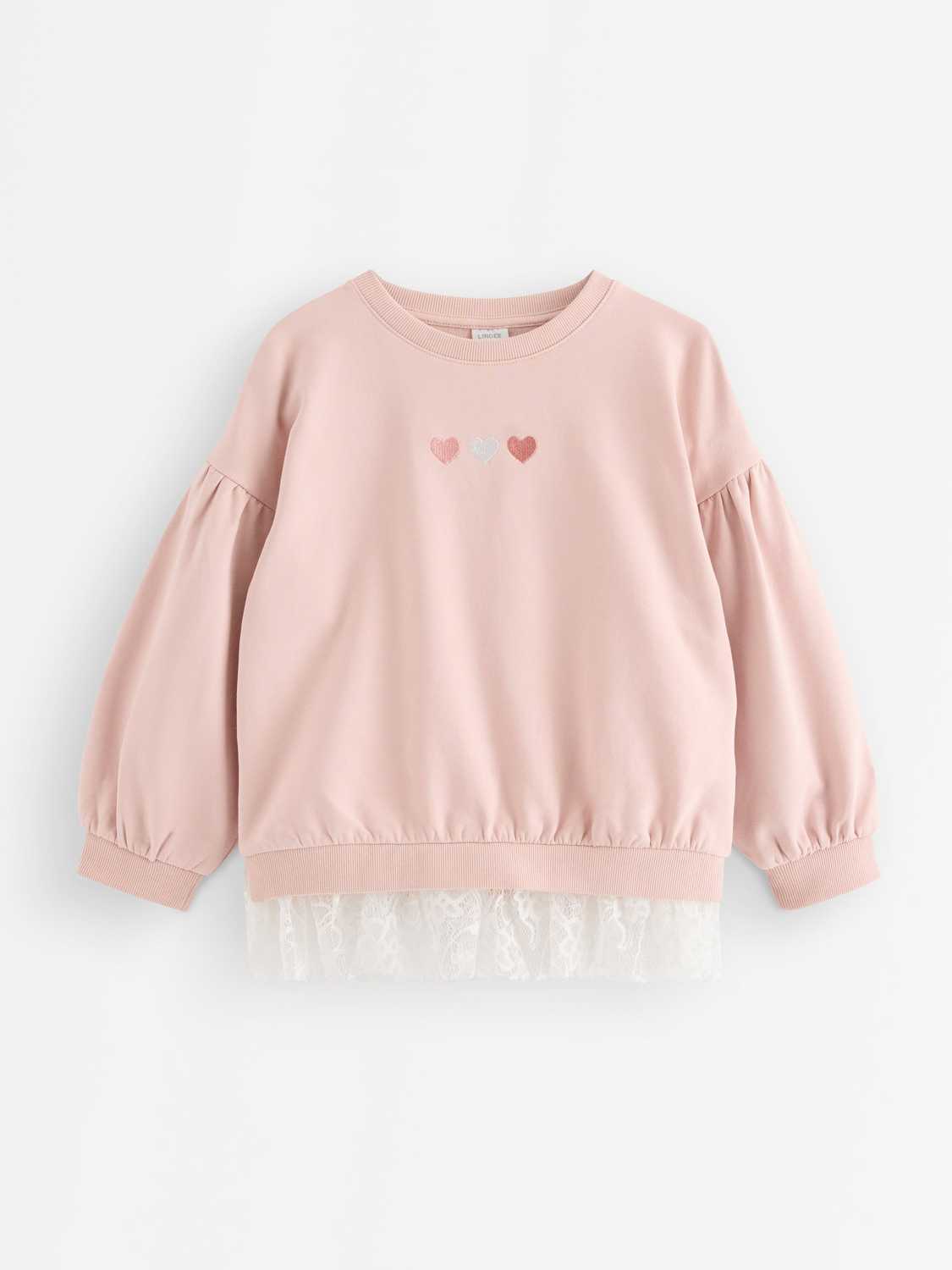 Sweatshirt med spetsdetalj och borstad insida