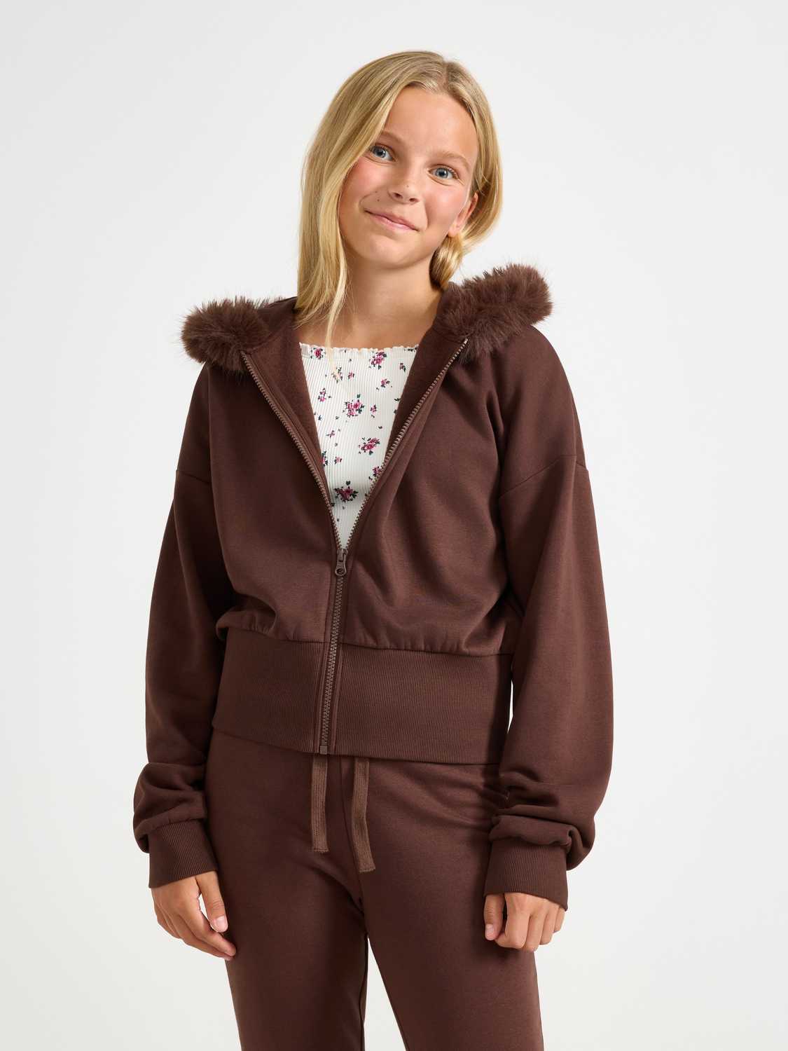 Hoodie med fuskpäls