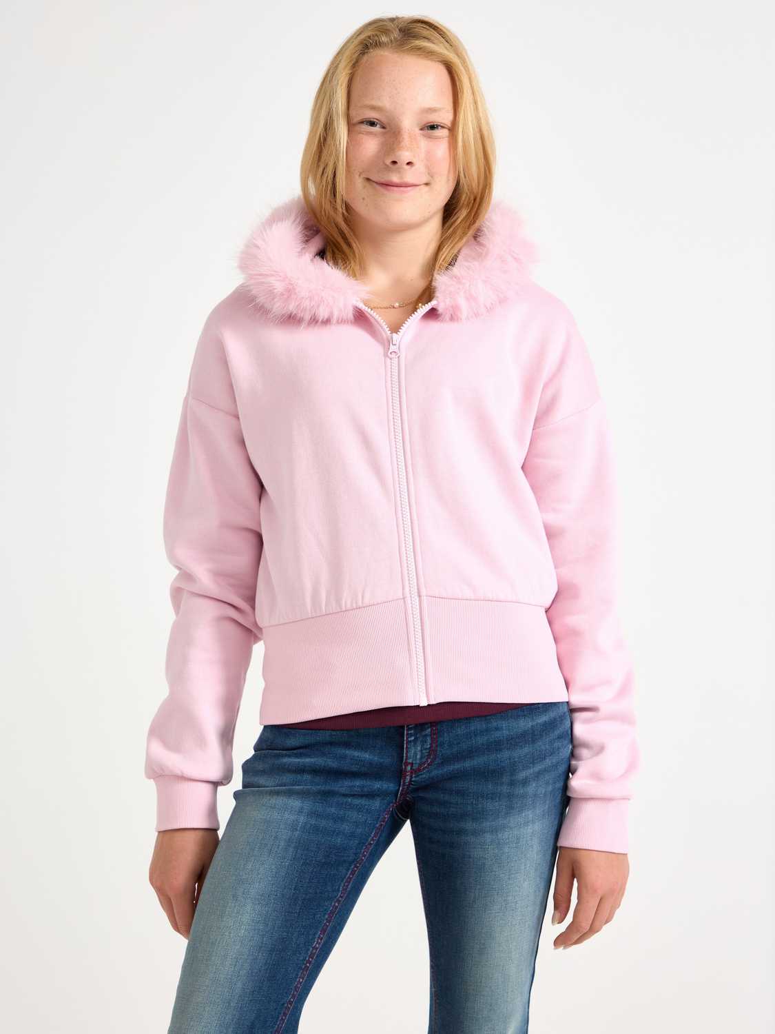 Hoodie med fuskpäls