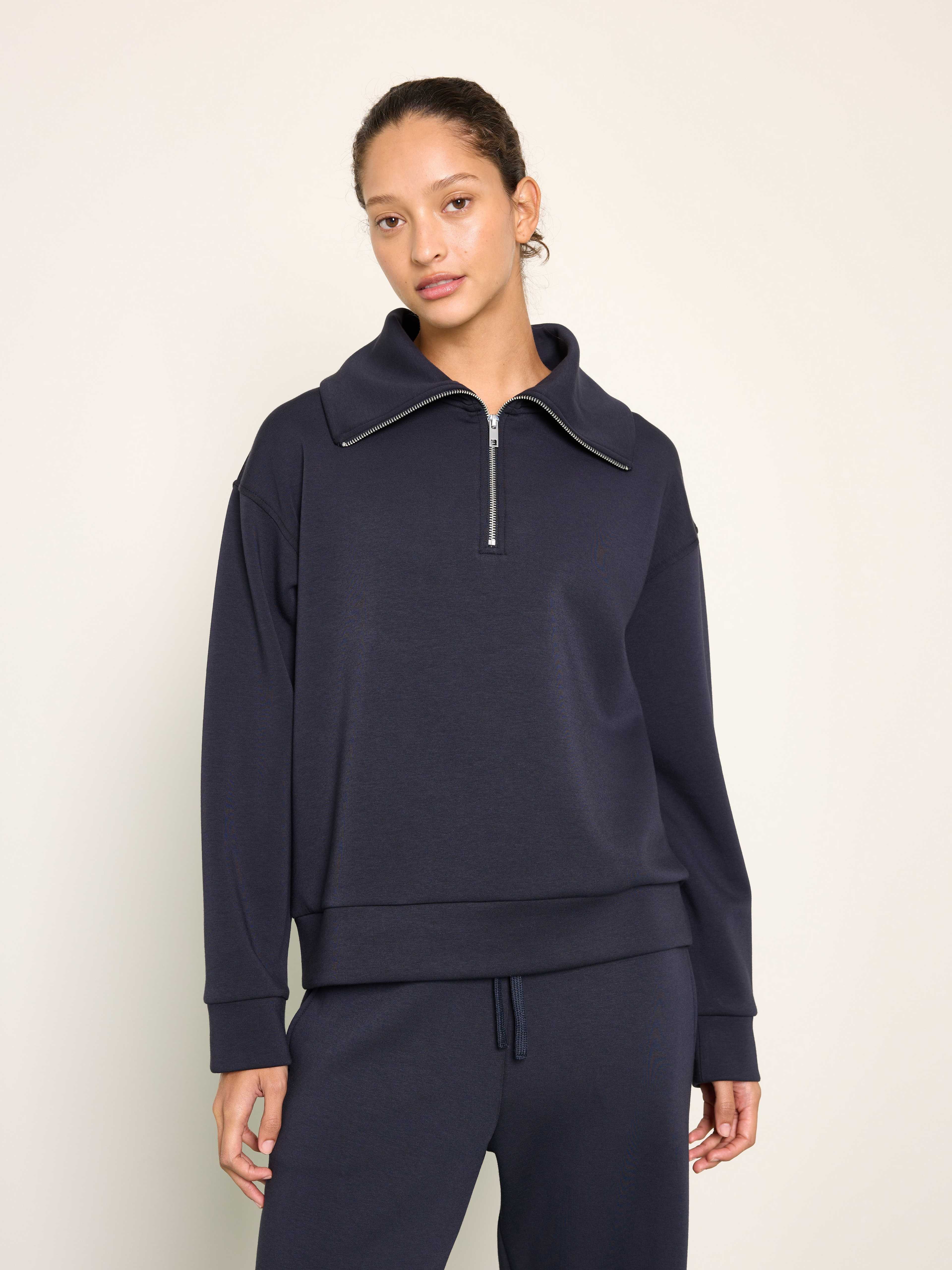 Sweatshirt med halv dragkedja
