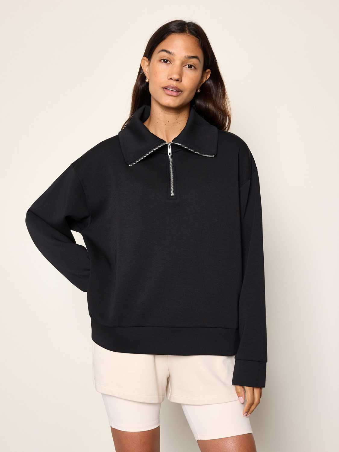 Sweatshirt med halv dragkedja