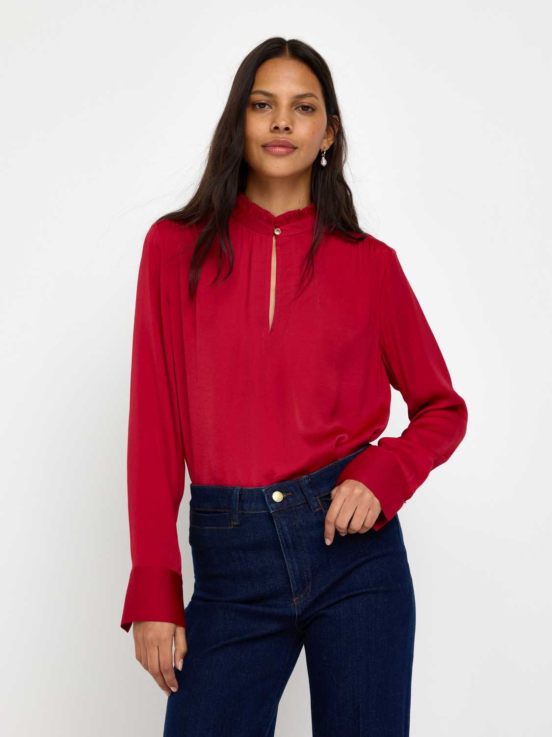 Långärmad blus i satin
