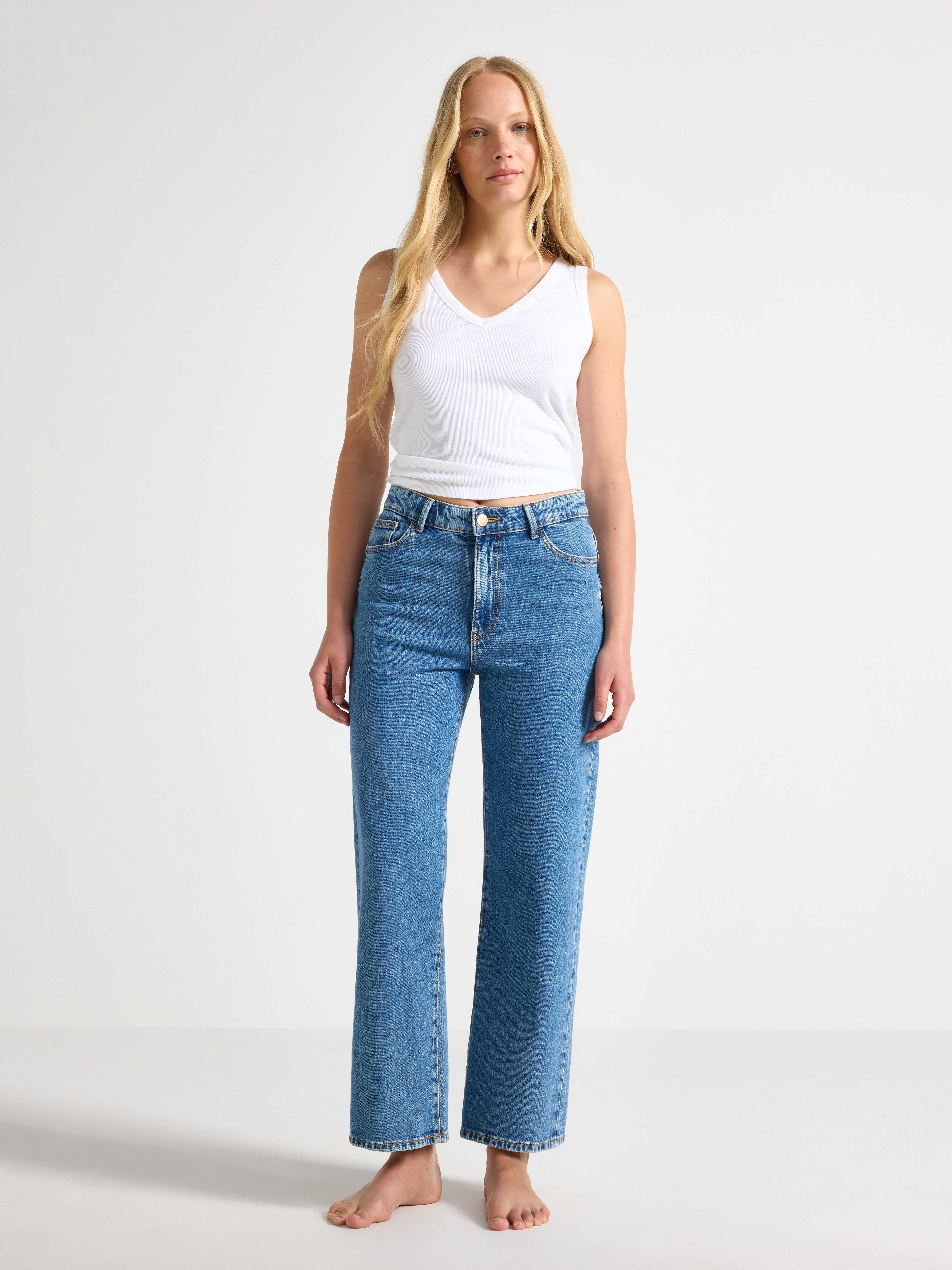 WIDE Hanna cropped jeans med lätt stretch