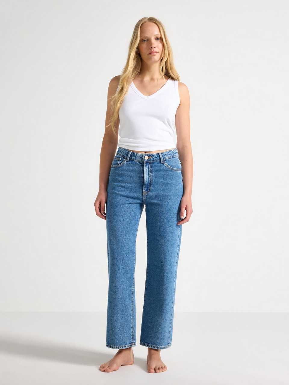 WIDE Hanna cropped jeans med lätt stretch