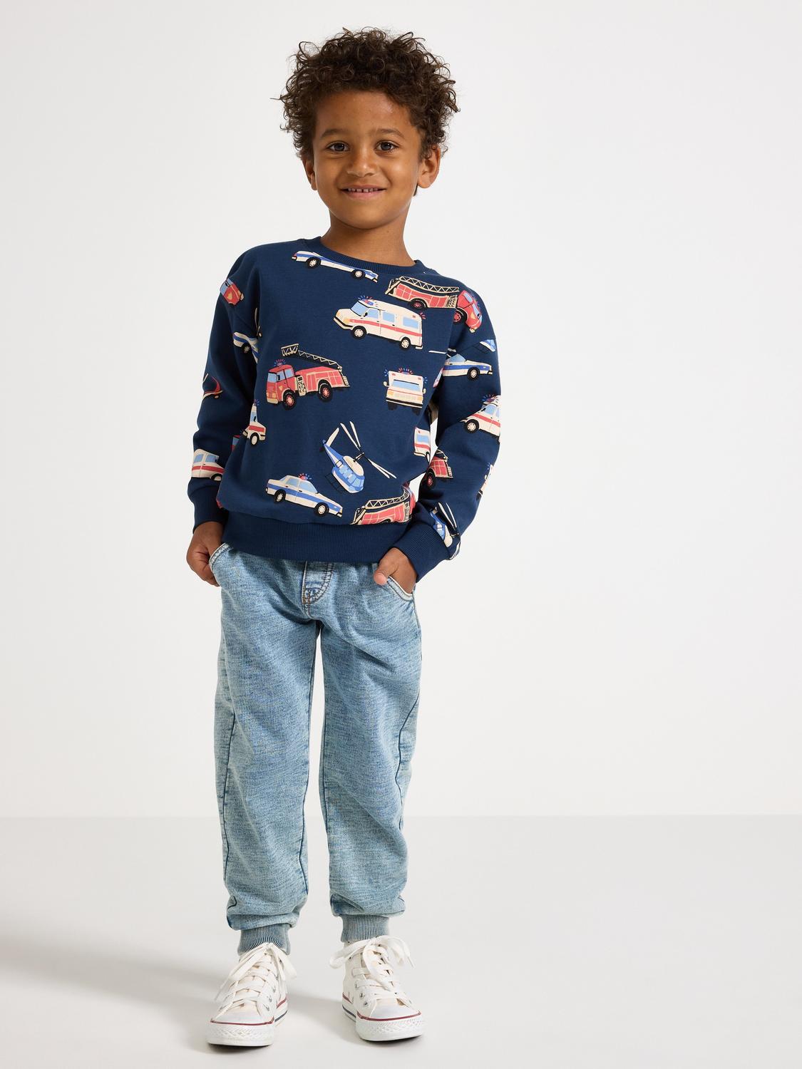 Mjukisbyxor med denim-look