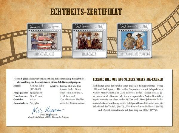 Echtheits-Zertifikat 1-Unzen-Silberpr&auml;gungen im spektakul&auml;ren Dia-Rahmen-Format!