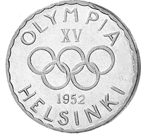 Silber-Gedenkm&uuml;nze zu den Olympischen Spielen Finnlands zu Helsinki 1952