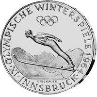 Silber M&uuml;nze 2: 1964 INNSBRUCK Motiv: Olympische Winterspiele