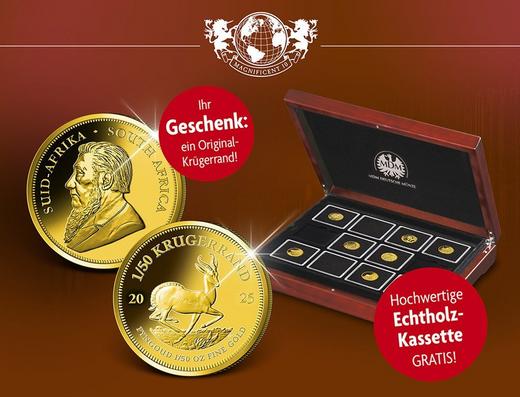 1/50 Krügerrand Süd-Afrika mit Hochwertiger Echtholz-Kassette gratis