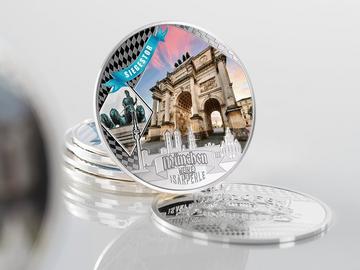 Handfoto Silberpr&auml;gung mit Farbveredelung "M&uuml;nchen - Meine Isarperle" 