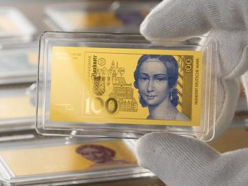 Die 100 DM-Goldnote mit Farbveredelung
