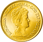 Original-Goldm&uuml;nze der ersten K&ouml;nigin der Niederlande