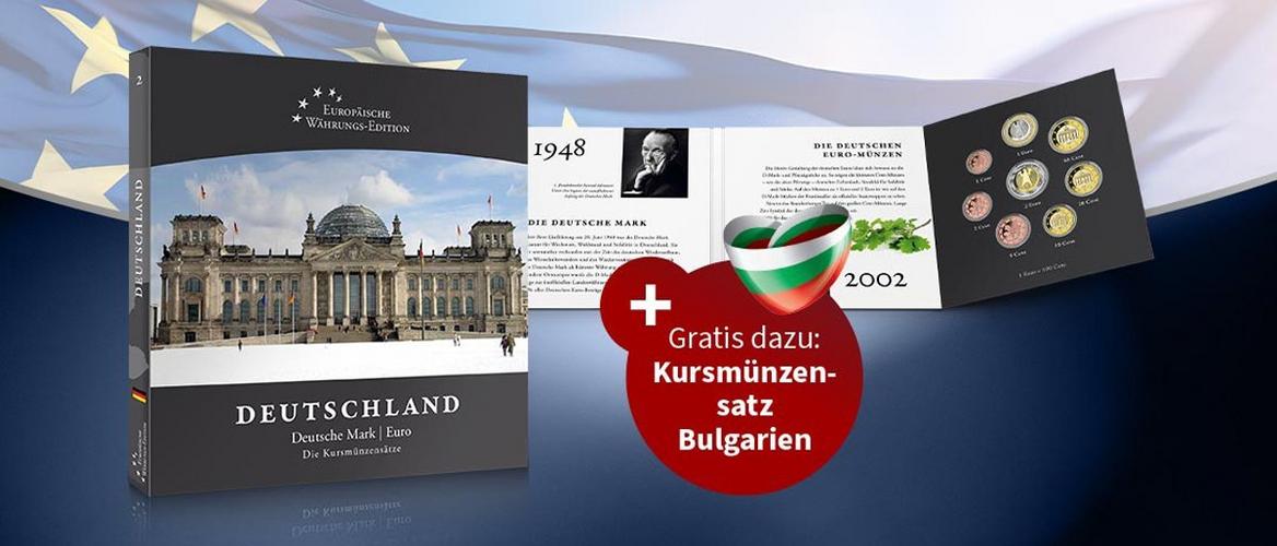 Sammlerbuch Deutsche Mark und Euro Kursmünzensätze mit Gratis Kursmünzensatz Bulgarien, 