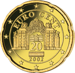 20 Cent Münze aus Österreich mit Wiener Schloss Belverdere