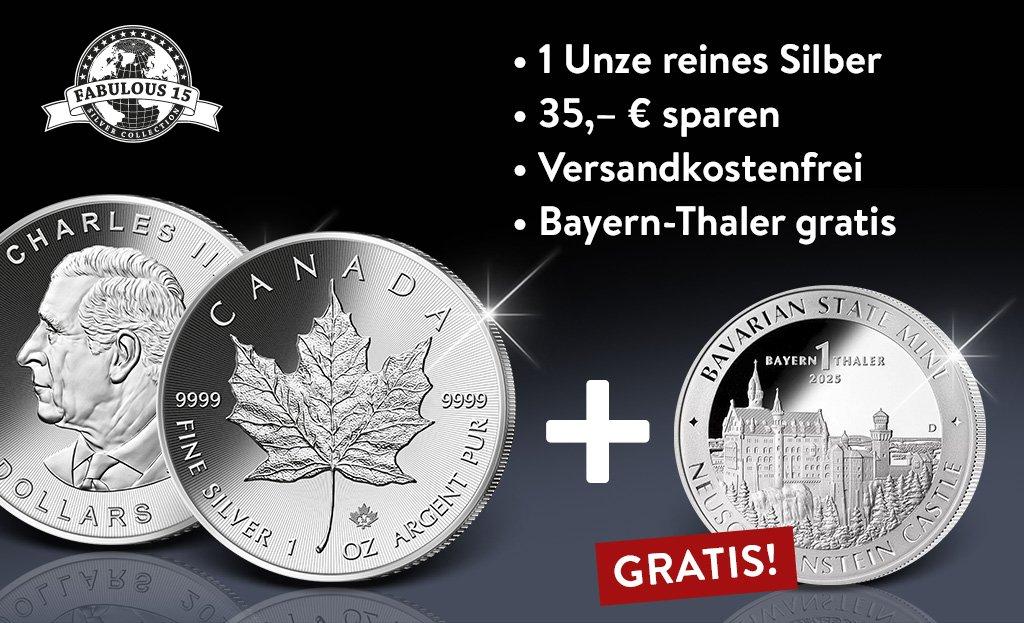 Startlieferung Maple Leaf 2025 und Gratisausgabe Bayern Thaler