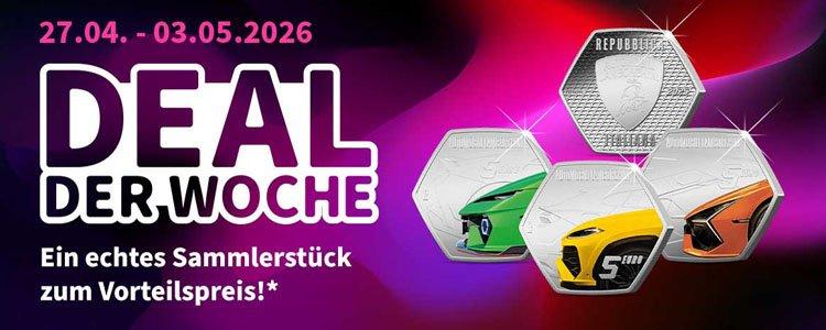 Deal der Woche 27.04.–03.05.2026: 5-Euro-Automünzen mit Sportwagen-Motiven als Sammlerstück sichern