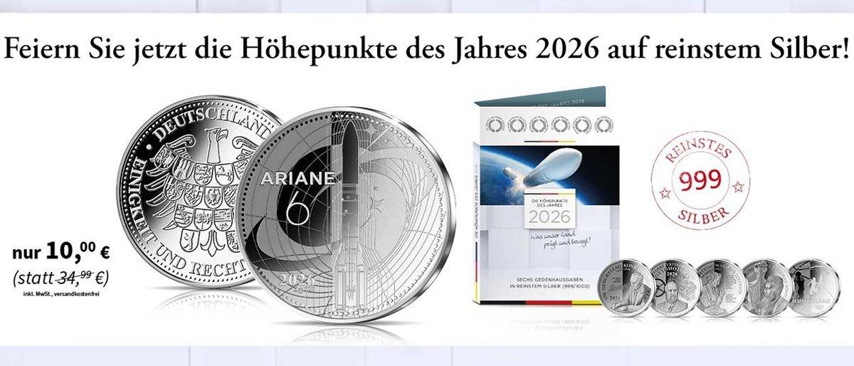Silber-Kollektion 2026 „Höhepunkte des Jahres“ in 999 Silber mit Ariane-Motiv – Starterpreis 10,00 € statt 34,99 €