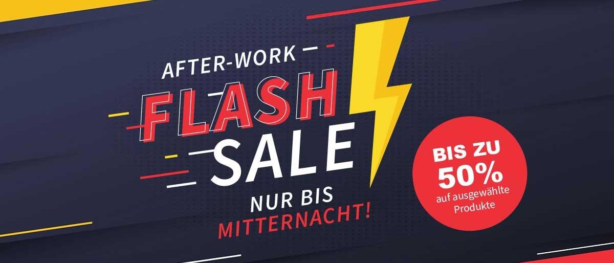 After-Work-Flash Sale mit bis zu 50 % Rabatt auf ausgewählte Produkte – nur bis Mitternacht.