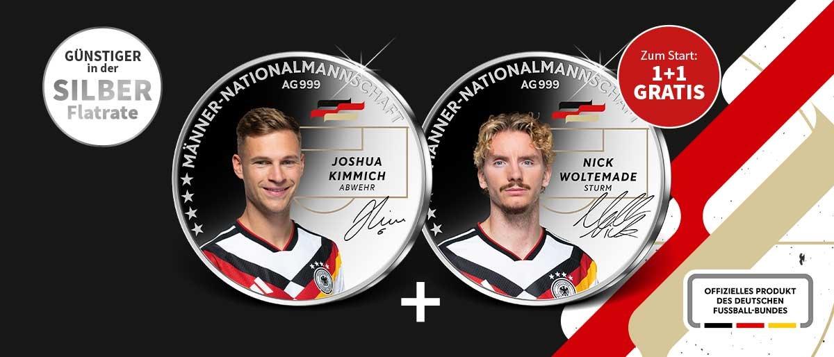 DFB-Silberkollektion mit Joshua Kimmich und Nick Woltemade – zum Start 1+1 gratis für Fußballfans.