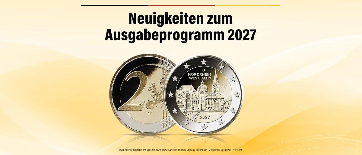 Neuigkeiten zum Ausgabeprogramm 2027 mit neuer 2-Euro-Gedenkmünze Nordrhein-Westfalen