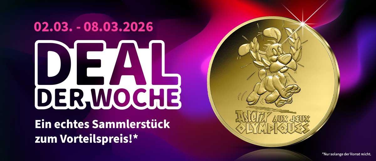 Deal der Woche 02.03.–08.03.2026: Asterix „Aux Jeux Olympiques“ Goldmünze zum Vorteilspreis