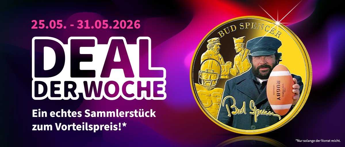 Deal der Woche: Bud-Spencer-Gedenkmünze mit Farbmotiv und Vorteilspreis vom 25.05.–31.05.2026