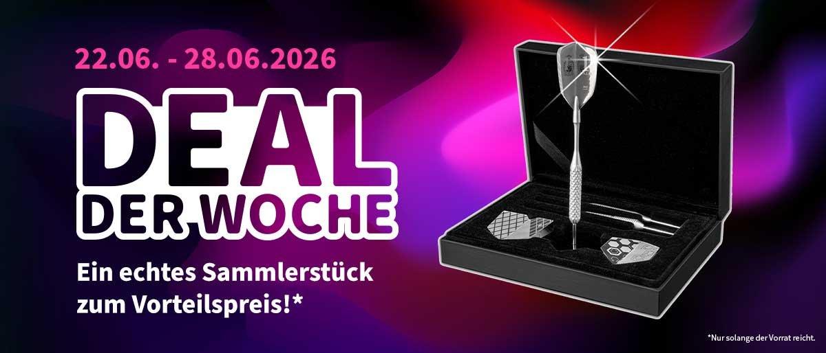 Deal der Woche: Exklusives Dartpfeil-Set im Präsentationsetui zum Vorteilspreis vom 22.06.–28.06.2026.