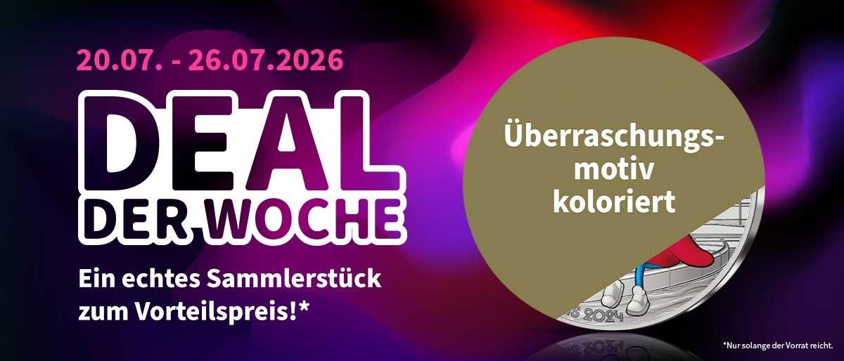 Deal der Woche 20.07.-26.07.2026: Kolorierte Überraschungsmünze als Sammlerstück zum Vorteilspreis