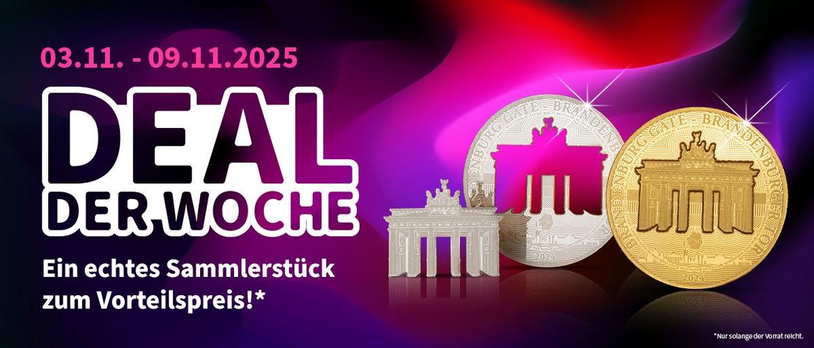 Deal der Woche vom 3. bis 9. November 2025: Sammlermünzen mit Brandenburger Tor in Gold und Silber zum Vorteilspreis