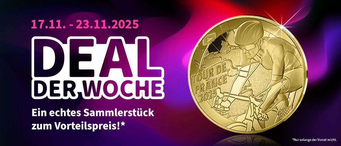 Deal der Woche vom 17.–23.11.2025 mit goldfarbener „Tour de France 2025“-Sammlermünze zum Vorteilspreis