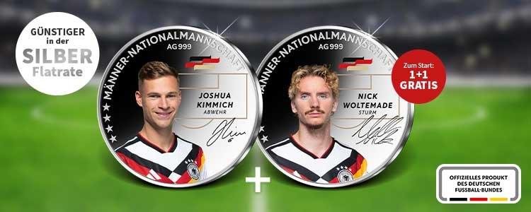 Silbermünzen der DFB-Nationalmannschaft mit Joshua Kimmich und Nick Woltemade – 1+1 gratis zum Start der Silber-Flatrate