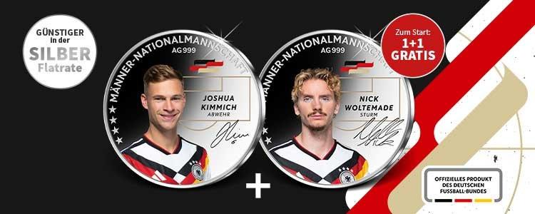 DFB-Silberkollektion mit Joshua Kimmich und Nick Woltemade – zum Start 1+1 gratis für Fußballfans.