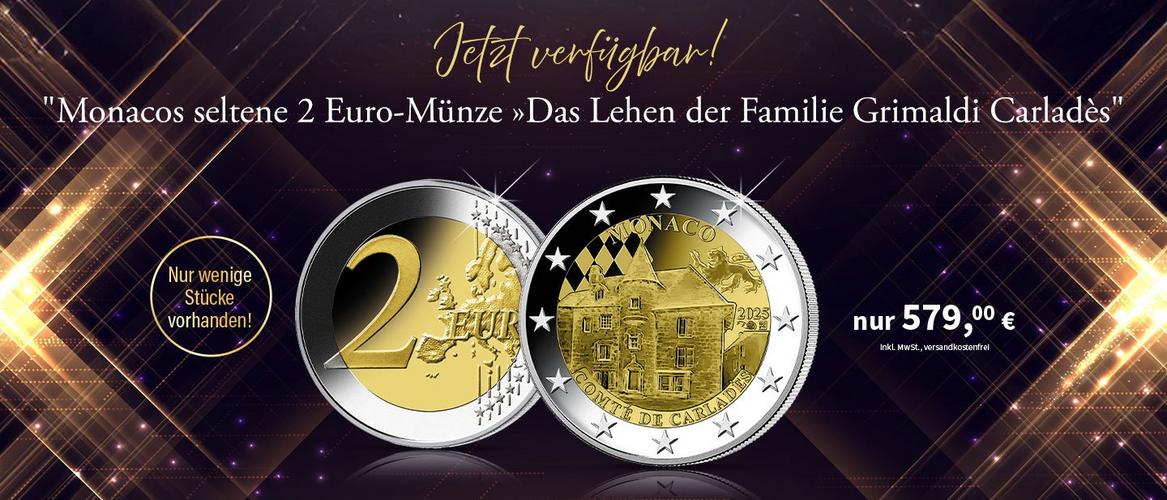 2-Euro-Münze Monaco 2025 – Vorder- und Rückseite, nur 579€