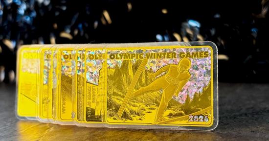 Die Goldbarren-M&uuml;nzen mit Hologramm zu den Olympischen Spielen 2026