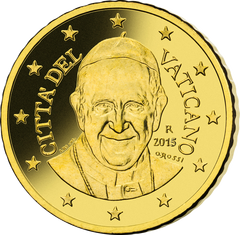 50 Cent Münze des Vatikans mit Frontansicht des Papst Franziskus