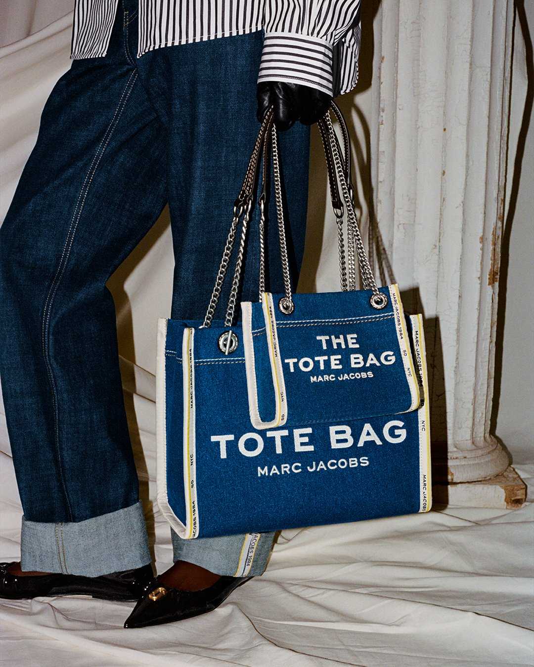 Mini and Medium Denim Chain Totes