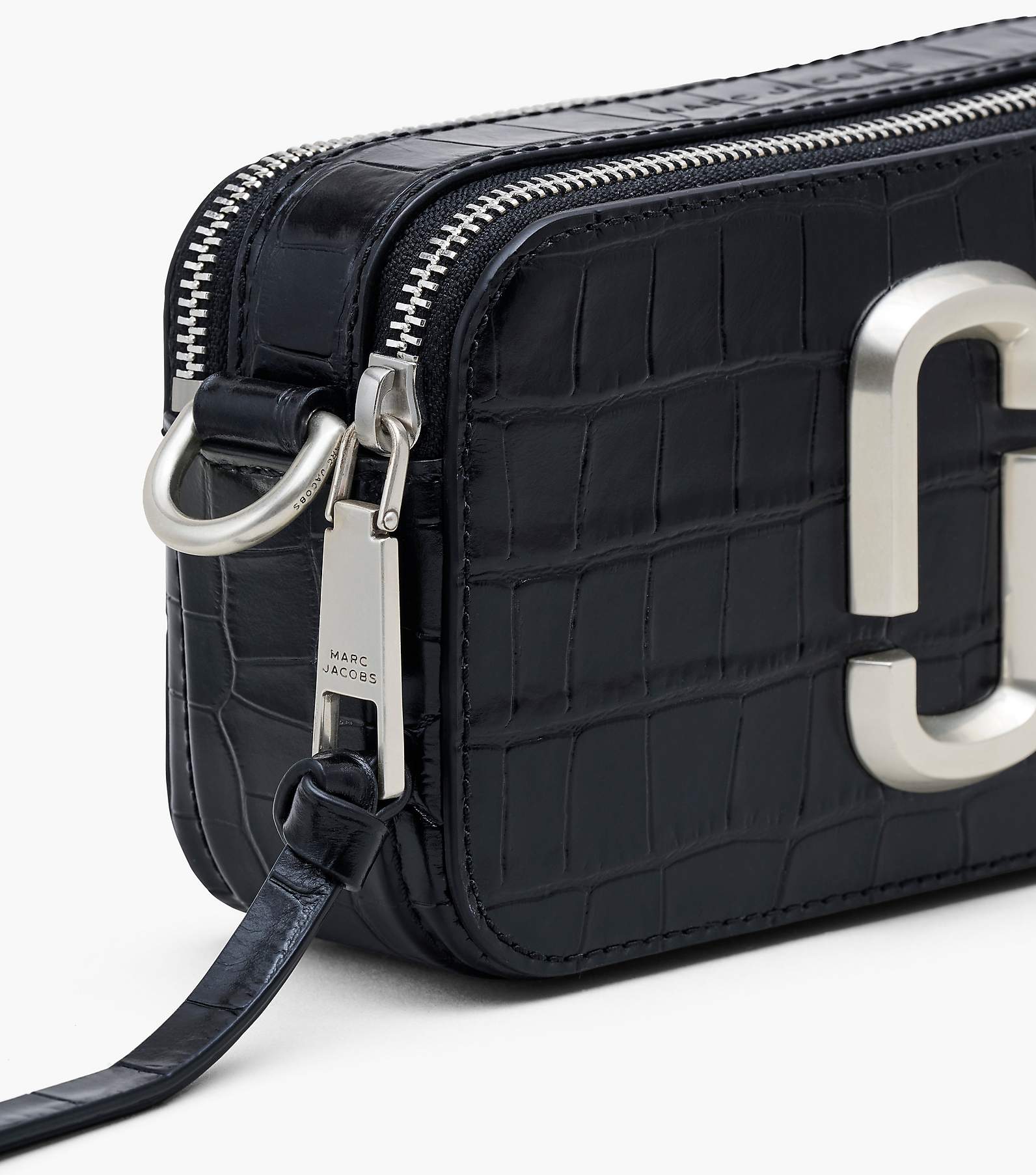 Shop Marc Jacobs The Snapshot Croc-Embossed Leather Camera Bag
