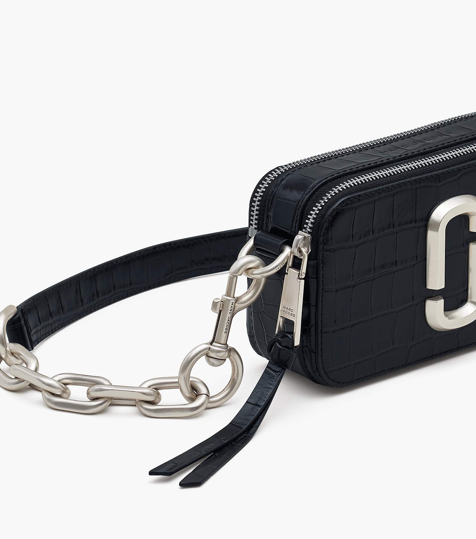 Marc Jacobs Grey Croc 'The Snapshot' Shoulder Bag
