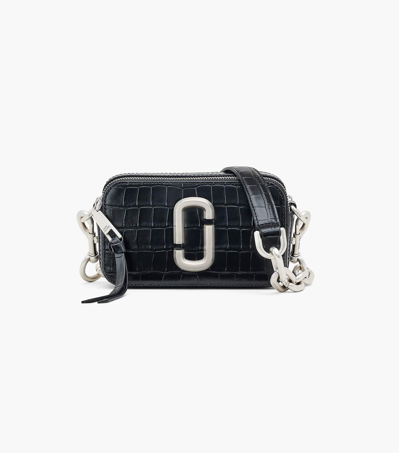Marc Jacobs The Striped Micro Tote Bag Black/White in Lamb Leather with  Silver-tone - US
