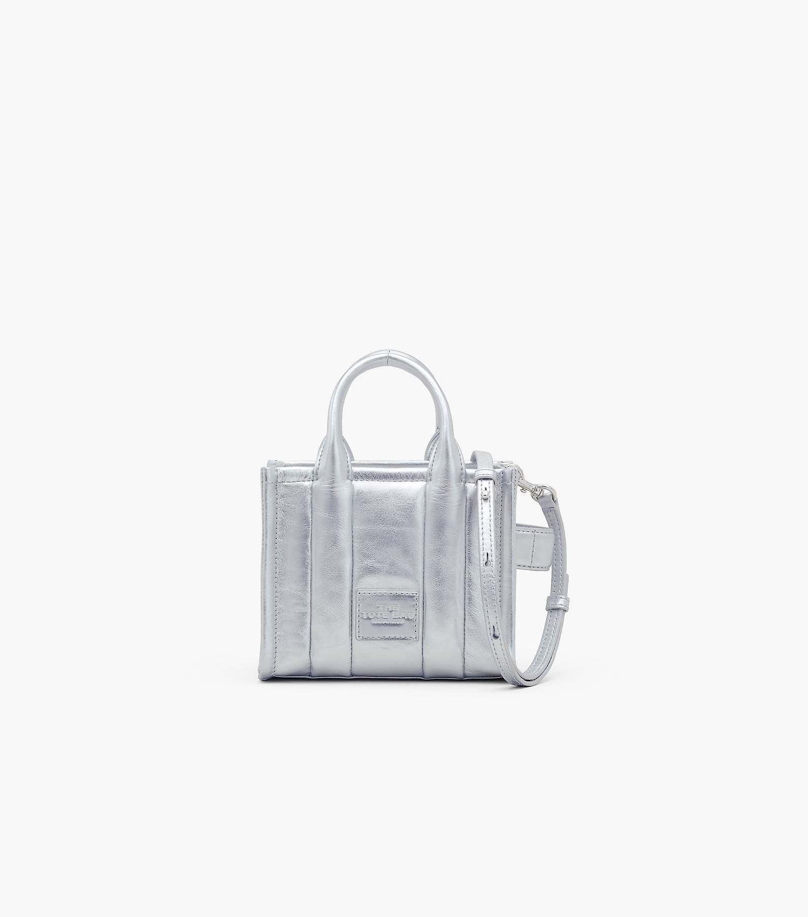 Marc Jacobs Silver Mini The Shiny Crinkled-leather Tote Bag