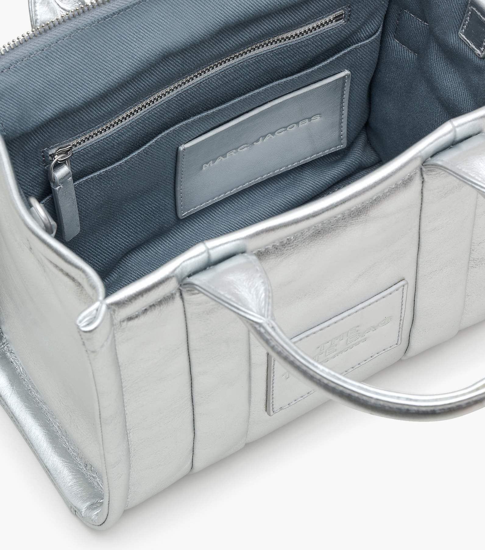 The Mini Leather Tote Bag in Silver - Marc Jacobs